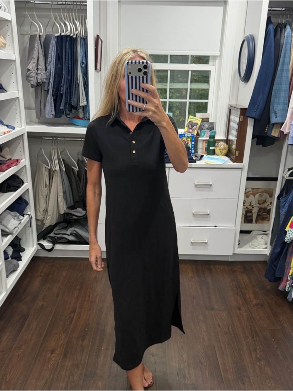 Duffield Lane Black Polo Midi Dress with Side Slit